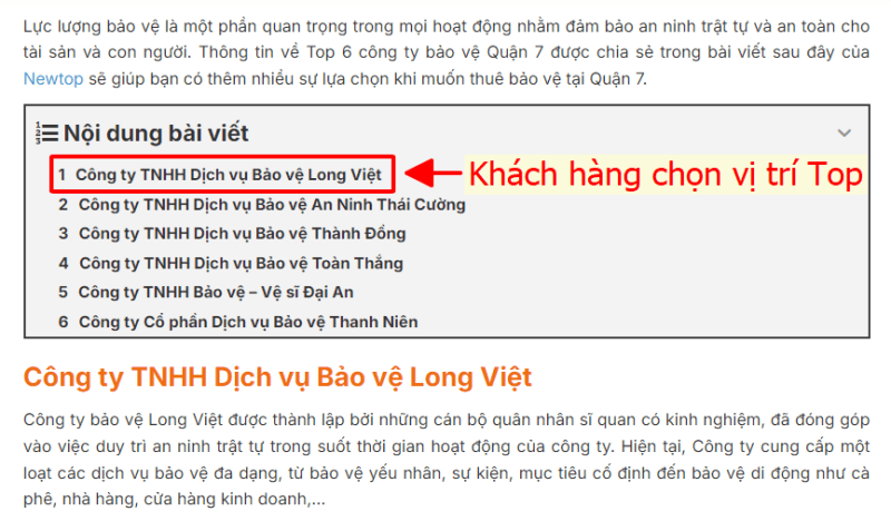 Dịch vụ toplist
