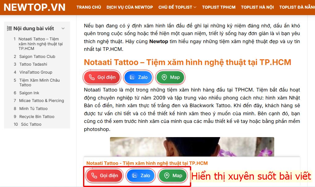 Vị trí toplist được gắn CTA xuyên suốt bài viết