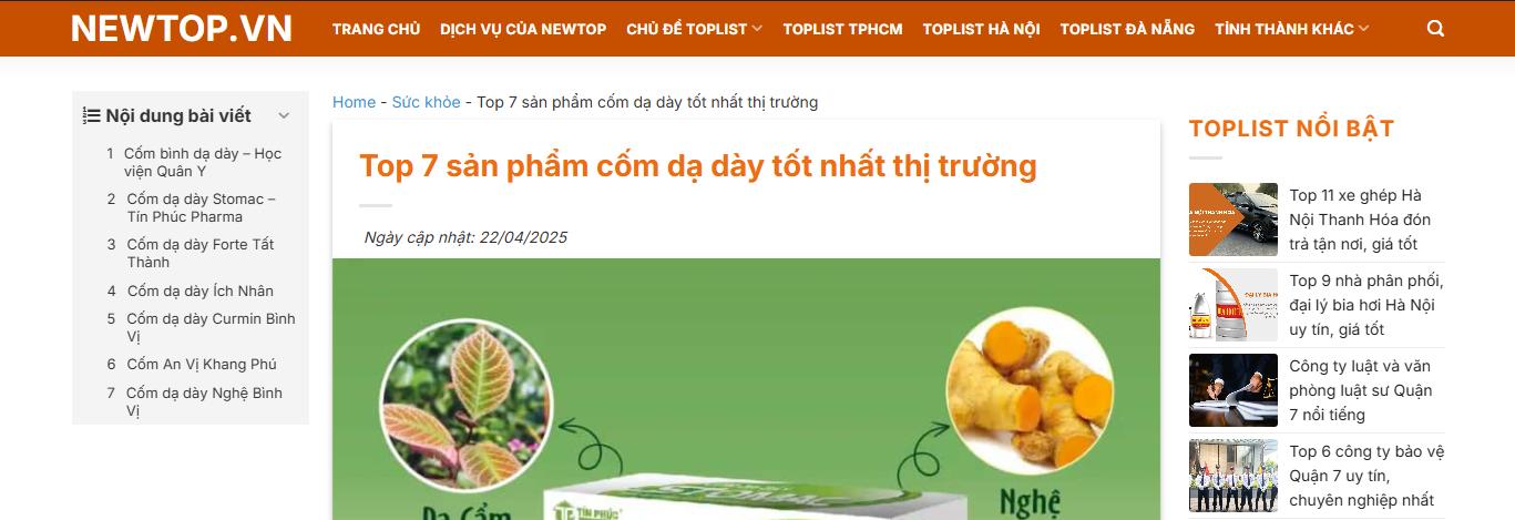 Dạng bài toplist sản phẩm