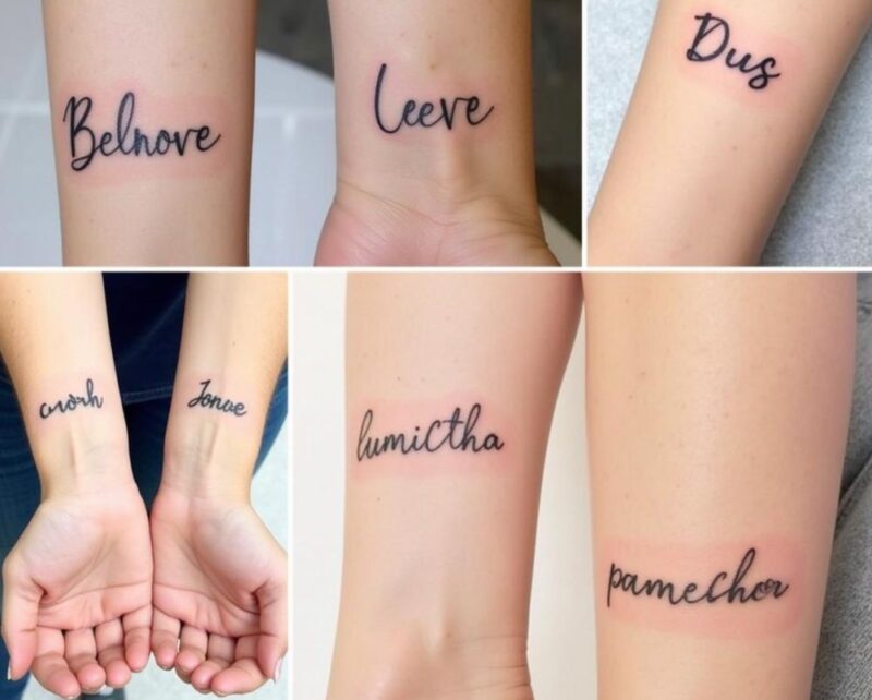 Hình xăm chữ mini ở cổ tay
