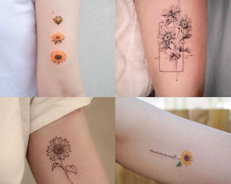 Hình xăm hoa mini ở bắp tay