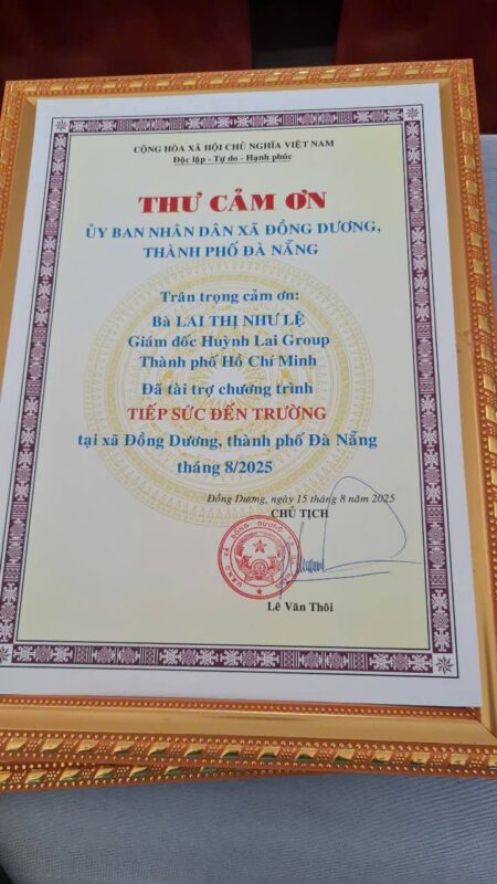 Huỳnh Lai là đơn vị tài trợ cho trương chình Tiếp Sức Đến Trường tại Đà Nẵng