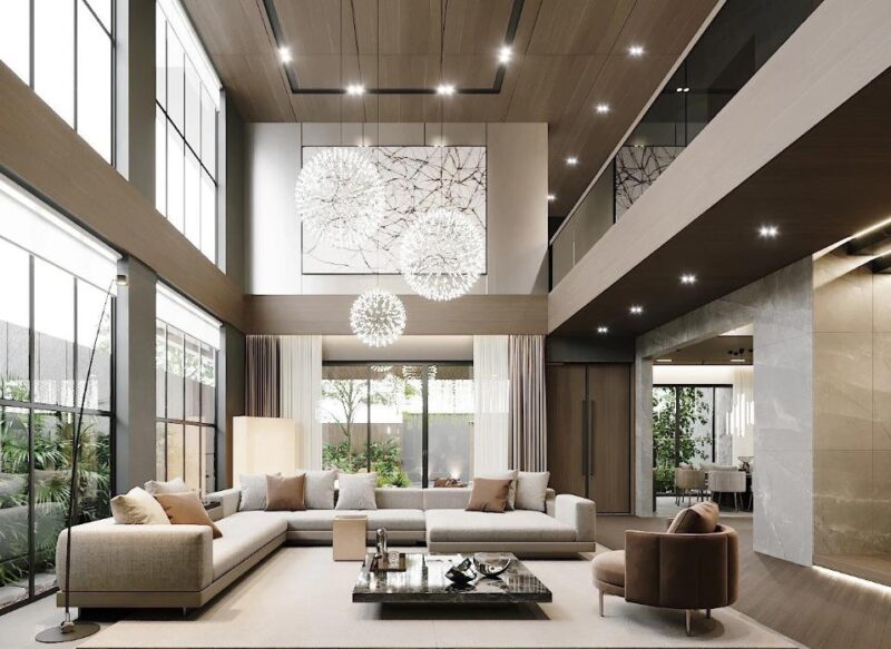 Không gian mở được ưu tiên trong thiết kế nội thất biệt thự song lập