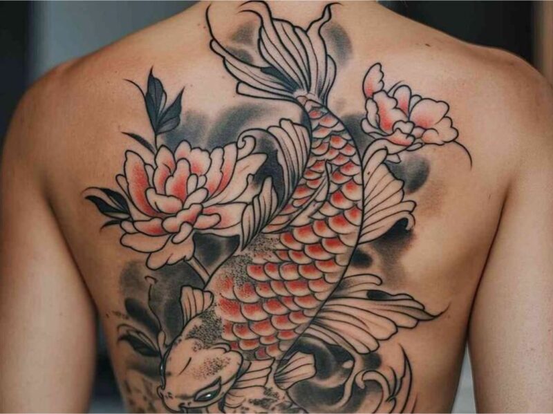 Xăm hình cá chép đỏ là sự thịnh vượng và quyền quý