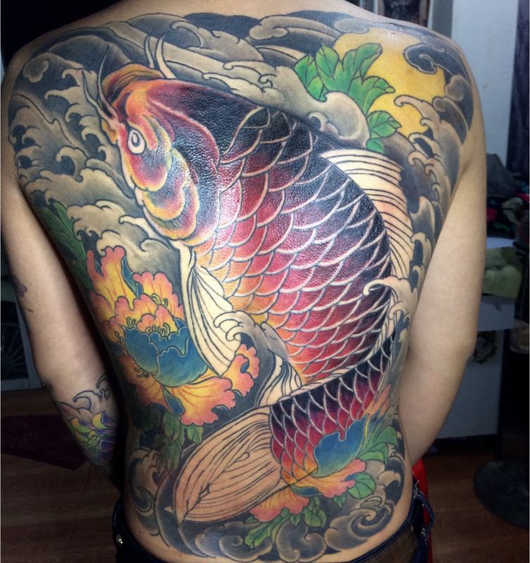 Hình xăm cá chép phong cách Nhật cổ