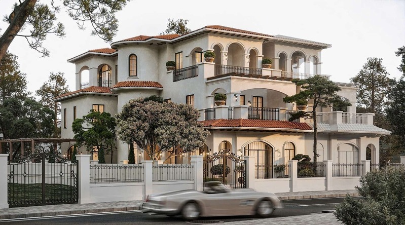 Biệt thự đơn lập phong cách Địa Trung Hải
