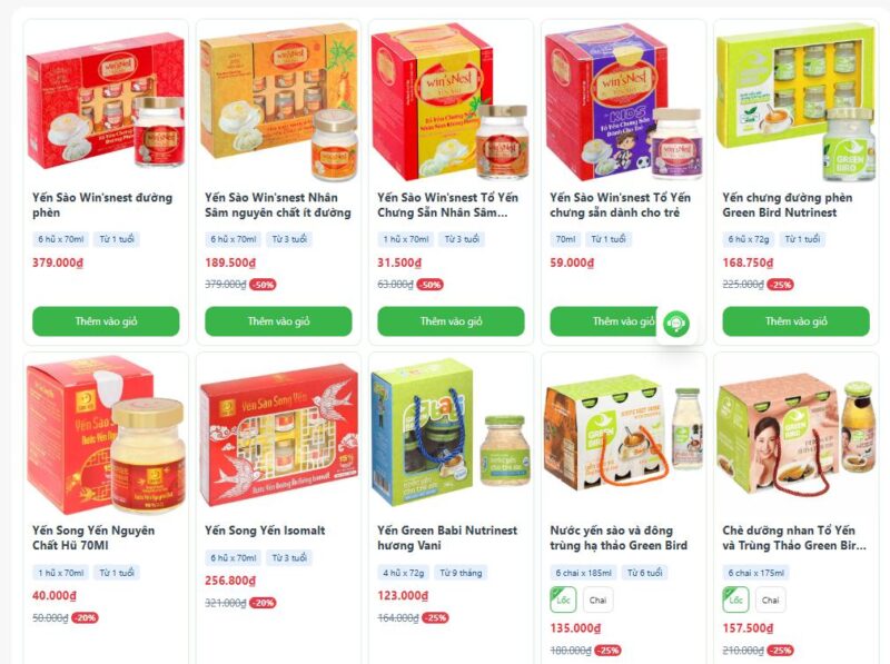 Nhà Thuốc An Khang cung cấp đa dạng sản phẩm yến bổ dưỡng