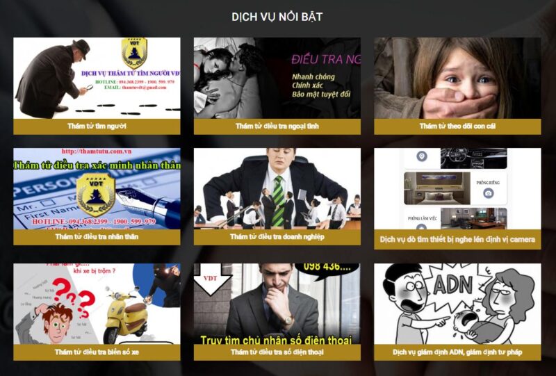 VDT - Dịch vụ thám tử Huế có đa dạng các dịch vụ phổ biến