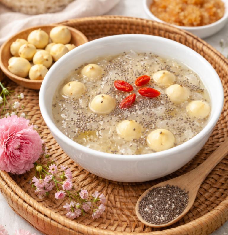 Yến chưng hạt chia với hạt sen cực kỳ bổ dưỡng