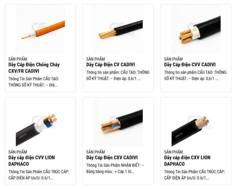 Cửa hàng điện Điện Châu Á cung cấp đa dạng mẫu mã dây điện Cadivi