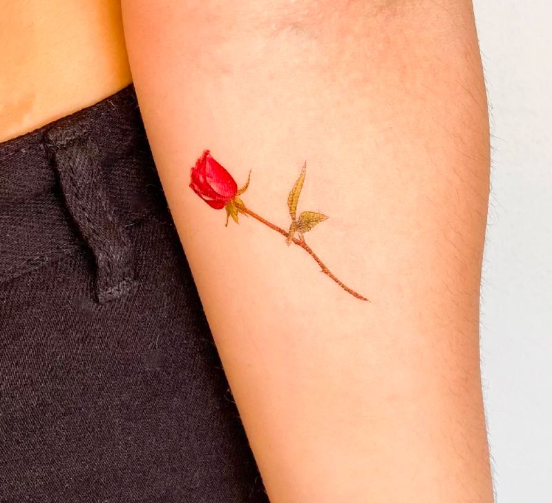 Hình xăm mini hoa hồng đỏ đẹp