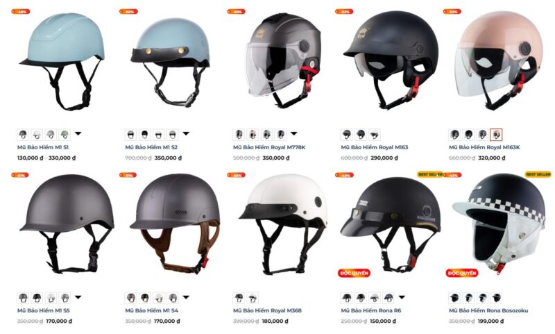 Những mẫu mã đa dạng tại Nón Trùm