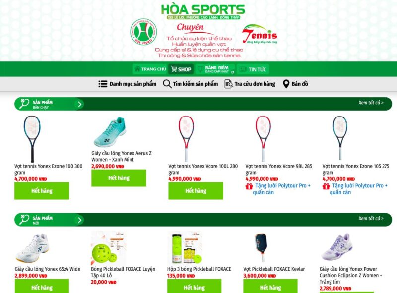 Cửa hàng dụng cụ thể thao Hòa Sport
